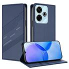 For Redmi 13 4G Embossed Multi-functional Wallet Retro Leather Phone Case(Dark Blue) - 1