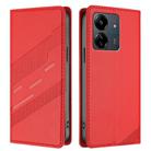 For Redmi 13C Embossed Multi-functional Wallet Retro Leather Phone Case(Red) - 2