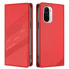 For Redmi K40 Embossed Multi-functional Wallet Retro Leather Phone Case(Red) - 2
