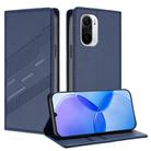 For Redmi K40 Embossed Multi-functional Wallet Retro Leather Phone Case(Dark Blue) - 1