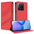 For Redmi K60 Ultra Embossed Multi-functional Wallet Retro Leather Phone Case(Red) - 1