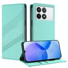 For Redmi K70 Embossed Multi-functional Wallet Retro Leather Phone Case(Mint Green) - 1