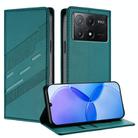 For Redmi K70E Embossed Multi-functional Wallet Retro Leather Phone Case(Dark Green) - 1