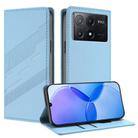 For Redmi K70E Embossed Multi-functional Wallet Retro Leather Phone Case(Light Blue) - 1