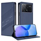 For Redmi K70E Embossed Multi-functional Wallet Retro Leather Phone Case(Dark Blue) - 1