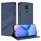 For Redmi Note 9 Embossed Multi-functional Wallet Retro Leather Phone Case(Dark Blue) - 1