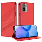 For Redmi Note 10 4G Embossed Multi-functional Wallet Retro Leather Phone Case(Red) - 1
