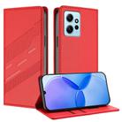 For Redmi Note 12 4G Embossed Multi-functional Wallet Retro Leather Phone Case(Red) - 1