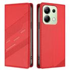For Redmi Note 13 4G Embossed Multi-functional Wallet Retro Leather Phone Case(Red) - 2