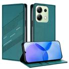 For Redmi Note 13 4G Embossed Multi-functional Wallet Retro Leather Phone Case(Dark Green) - 1