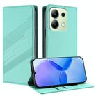 For Redmi Note 13 4G Embossed Multi-functional Wallet Retro Leather Phone Case(Mint Green) - 1