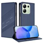 For Redmi Note 13 4G Embossed Multi-functional Wallet Retro Leather Phone Case(Dark Blue) - 1