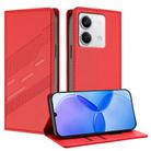 For Redmi Note 13 5G Embossed Multi-functional Wallet Retro Leather Phone Case(Red) - 1