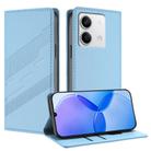 For Redmi Note 13 5G Embossed Multi-functional Wallet Retro Leather Phone Case(Light Blue) - 1