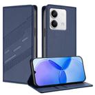 For Redmi Note 13 5G Embossed Multi-functional Wallet Retro Leather Phone Case(Dark Blue) - 1