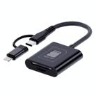 4 in 1 Type-C+8 Pin Multi-function Card Reader(Black) - 1
