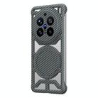 For vivo X200 Pro Hollow Carbon Fiber Rotating Bracket MagSafe Phone Case(Grey) - 1