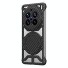 For vivo X200 Pro Hollow Carbon Fiber Rotating Bracket MagSafe Phone Case(Black) - 1