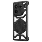 For vivo iQOO 12 Pro Hollow Carbon Fiber Rotating Bracket MagSafe Phone Case(Black) - 1