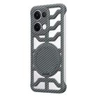 For OPPO Reno13 Global Hollow Carbon Fiber Rotating Bracket MagSafe Phone Case(Grey) - 1