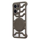 For OPPO Reno13 Global Hollow Carbon Fiber Rotating Bracket MagSafe Phone Case(Gold) - 1