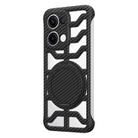 For OPPO Reno13 Global Hollow Carbon Fiber Rotating Bracket MagSafe Phone Case(Black) - 1