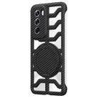 For OPPO Reno12 Global Hollow Carbon Fiber Rotating Bracket MagSafe Phone Case(Black) - 1