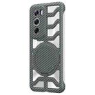 For OPPO Reno12 Pro Global Hollow Carbon Fiber Rotating Bracket MagSafe Phone Case(Grey) - 1