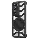 For OPPO Reno12 Pro Global Hollow Carbon Fiber Rotating Bracket MagSafe Phone Case(Black) - 1