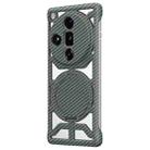 For OPPO Find X7 Ultra Hollow Carbon Fiber Rotating Bracket MagSafe Phone Case(Grey) - 1
