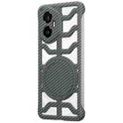 For Honor 300 Hollow Carbon Fiber Rotating Bracket MagSafe Phone Case(Grey) - 1