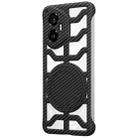 For Honor 300 Hollow Carbon Fiber Rotating Bracket MagSafe Phone Case(Black) - 1