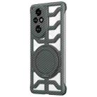 For Honor 200 Pro Hollow Carbon Fiber Rotating Bracket MagSafe Phone Case(Grey) - 1
