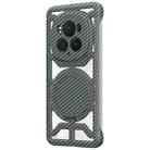 For Honor Magic6 Pro Hollow Carbon Fiber Rotating Bracket MagSafe Phone Case(Grey) - 1