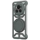 For Honor Magic6 Hollow Carbon Fiber Rotating Bracket MagSafe Phone Case(Grey) - 1