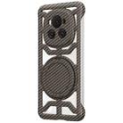 For Honor Magic6 Hollow Carbon Fiber Rotating Bracket MagSafe Phone Case(Gold) - 1