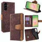For Samsung Galaxy A26 5G Color Stitching Skin Feel Leather RFID Blocking Phone Case(Brown) - 1