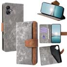 For Samsung Galaxy A05 4G Color Stitching Skin Feel Leather RFID Blocking Phone Case(Grey) - 1
