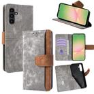 For Samsung Galaxy A05s 4G Color Stitching Skin Feel Leather RFID Blocking Phone Case(Grey) - 1