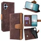 For Samsung Galaxy A04 4G Color Stitching Skin Feel Leather RFID Blocking Phone Case(Brown) - 1