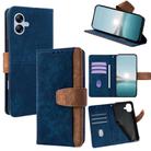 For Samsung Galaxy A04 4G Color Stitching Skin Feel Leather RFID Blocking Phone Case(Blue) - 1