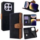 For Redmi Note 14 Pro 4G Color Stitching Skin Feel Leather RFID Blocking Phone Case(Black) - 1