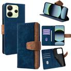 For Redmi Note 14 5G / Poco M7 Pro 5G Color Stitching Skin Feel Leather RFID Blocking Phone Case(Blue) - 1