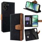 For Redmi A5 4G 171.7mm Color Stitching Skin Feel Leather RFID Blocking Phone Case(Black) - 1