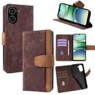 For Redmi A5 4G 171.7mm Color Stitching Skin Feel Leather RFID Blocking Phone Case(Brown) - 1