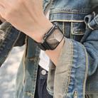 For Apple Watch 46mm / 49mm / 45mm / 44mm I-shaped Three-piece Leather Magnetic Watch Band(Black) - 2
