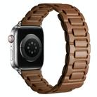 For Apple Watch 46mm / 49mm / 45mm / 44mm I-shaped Three-piece Leather Magnetic Watch Band(Brown) - 1