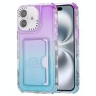 For iPhone 16 Gradient Color TPU + PC Card Slot Full Coverage Phone Case(Purple Sky Blue) - 1