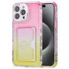 For iPhone 15 Pro Max Gradient Color TPU + PC Card Slot Full Coverage Phone Case(Pink Yellow) - 1