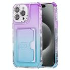 For iPhone 15 Pro Max Gradient Color TPU + PC Card Slot Full Coverage Phone Case(Purple Sky Blue) - 1